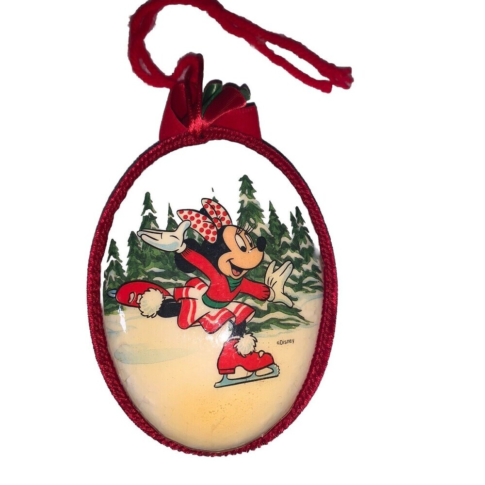 VINTAGE DISNEY MINNIE MOUSE ICE SKATING CHRISTMAS ORNAMENT 5.5" Collectible